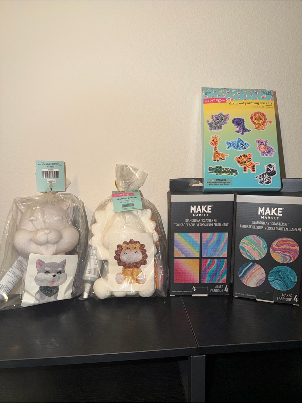 Makers Market Kids Diamond Art Coaster Kit - Multi-Color